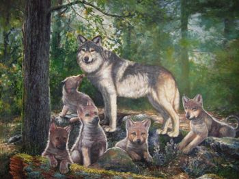 Wolf Mother and Pups